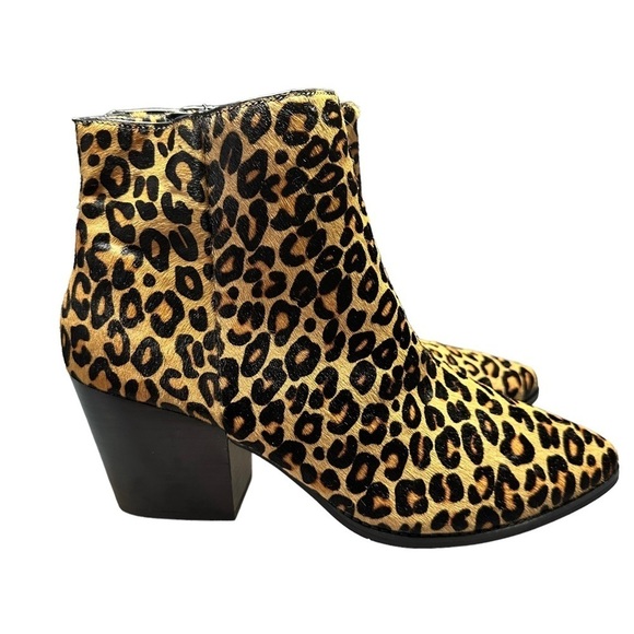 NEW Amercian Eryn Rag Calf Hair Cheetah Booties Women's 8.5 Heeled Ankle Boots - Picture 4 of 8